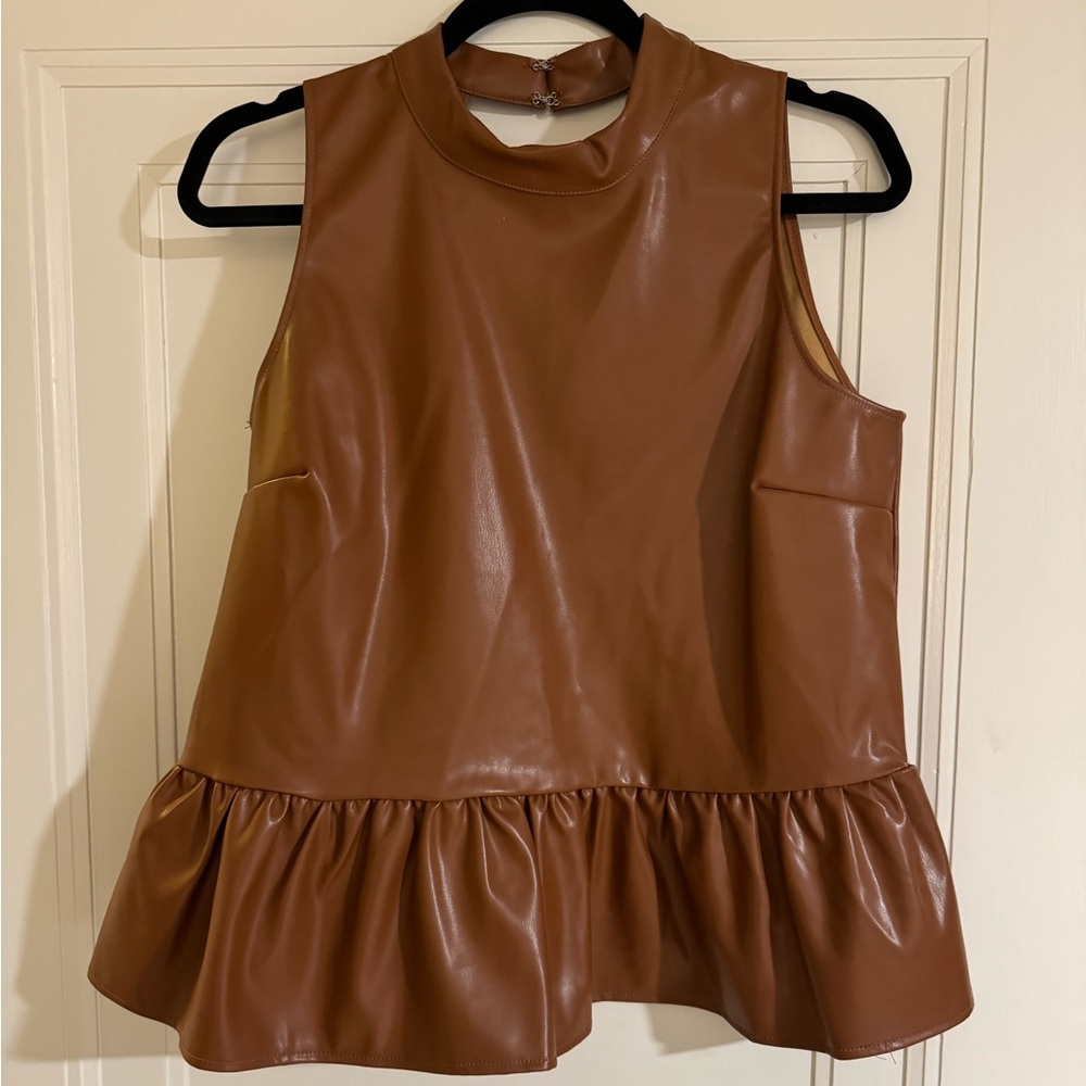 Faux leather peplum top